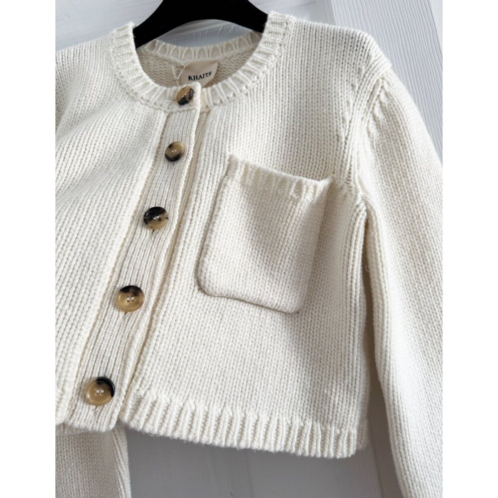 Khaite “Lavan” Cashmere Cropped Cardigan in Ivory, size XS - Picture 8 of 13